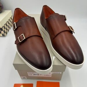 Men’s Santoni bankable double Monk strap, Oxford size 9 US made in Italy